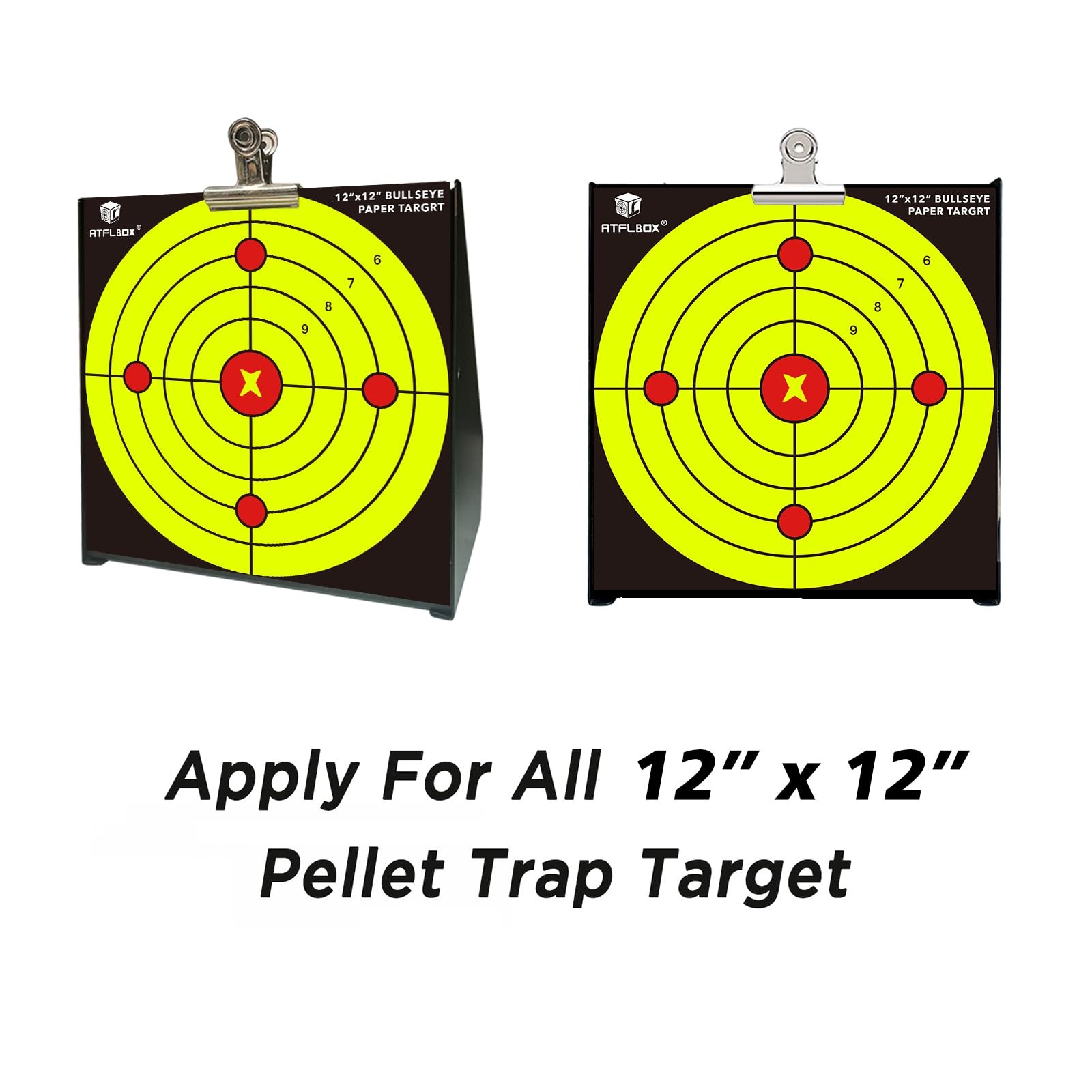Atflbox Bullseye Paper Shooting Target for The Range, 12x12 Inch High Visibil...