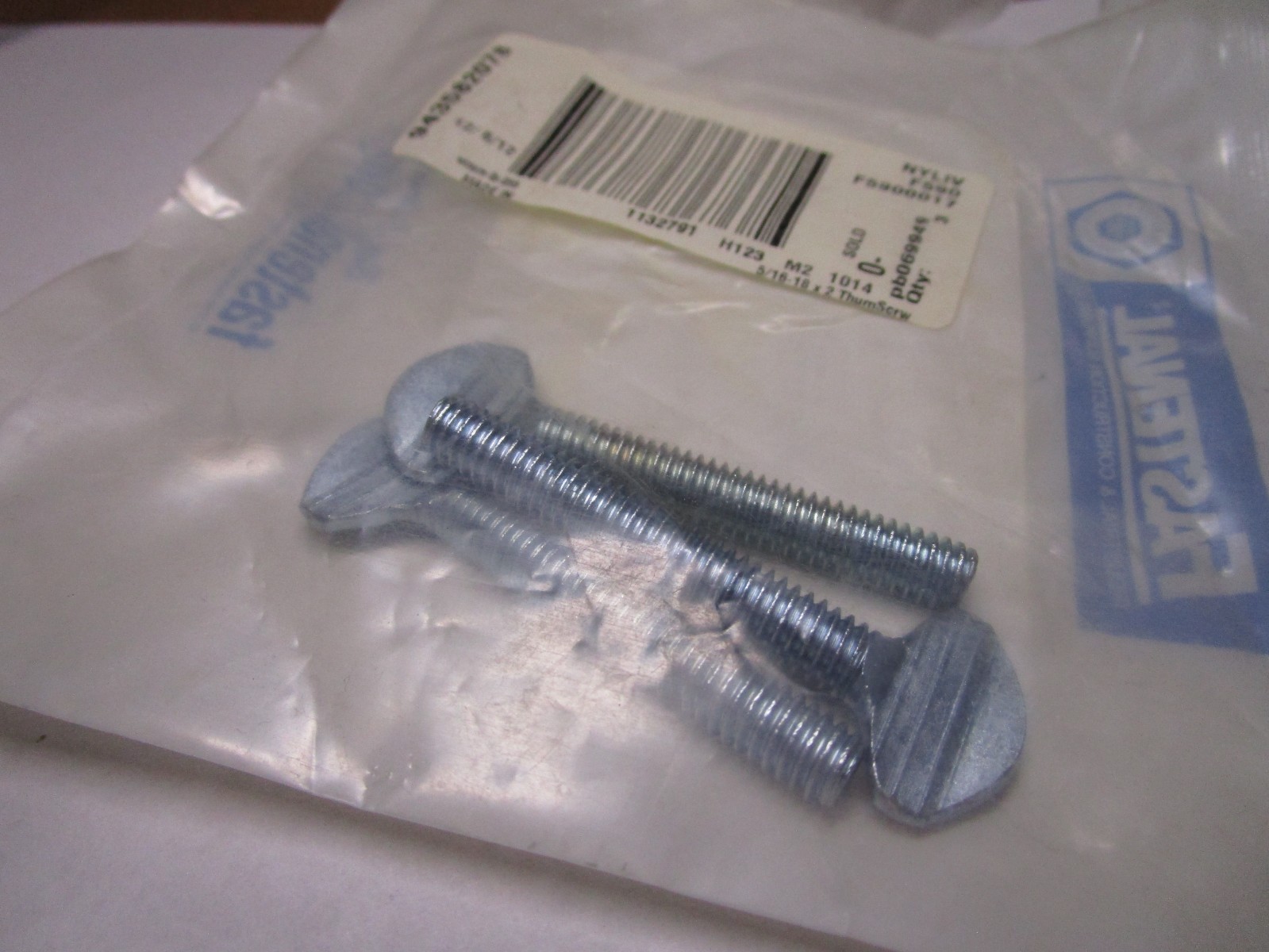 5/16"-18 x 2" Type B Regular Thumb Screw, No Shoulder, Zinc QTY 3
