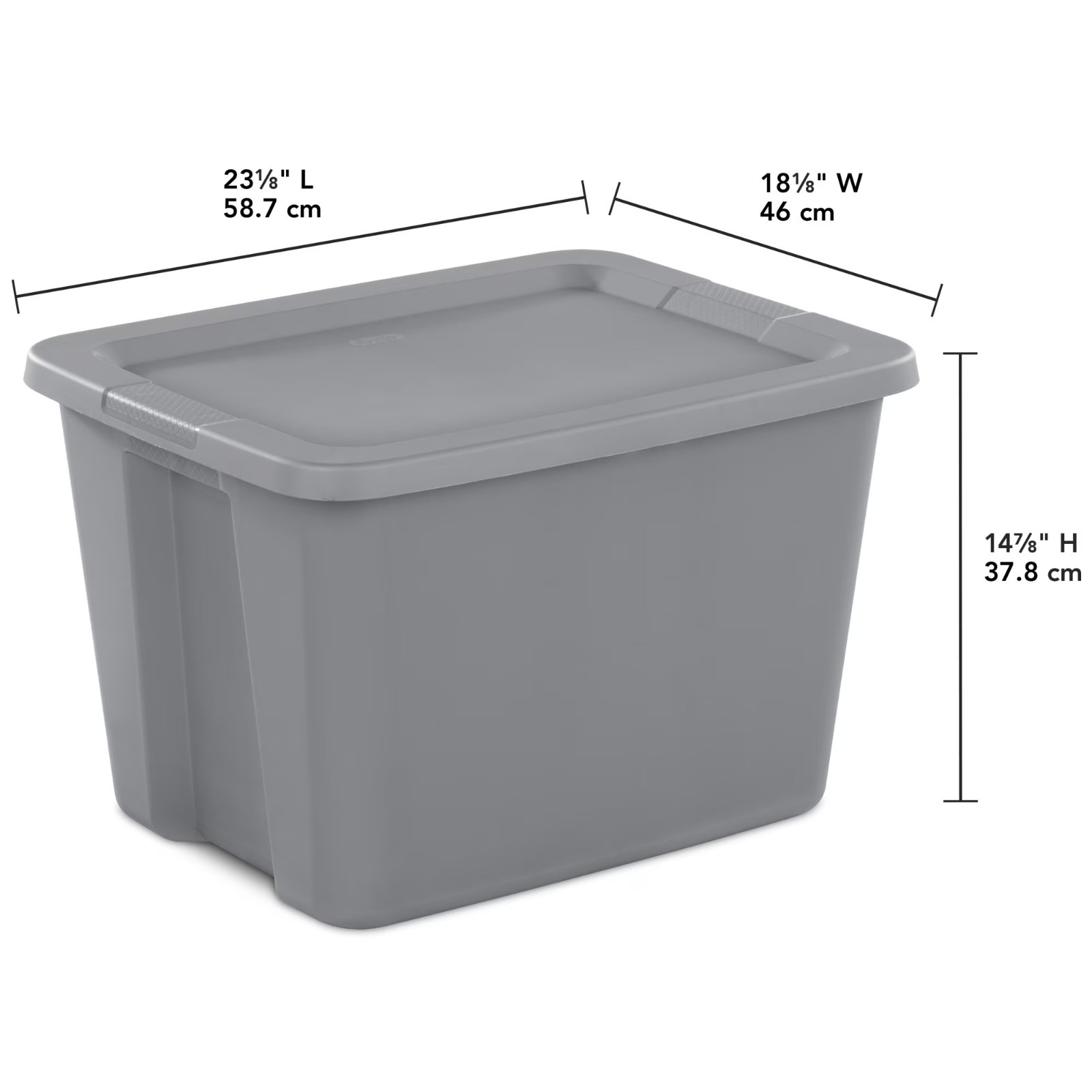Sterilite Large Storage Bin, 18 Gallon Durable Plastic Storage Tote, Gray 8 pack