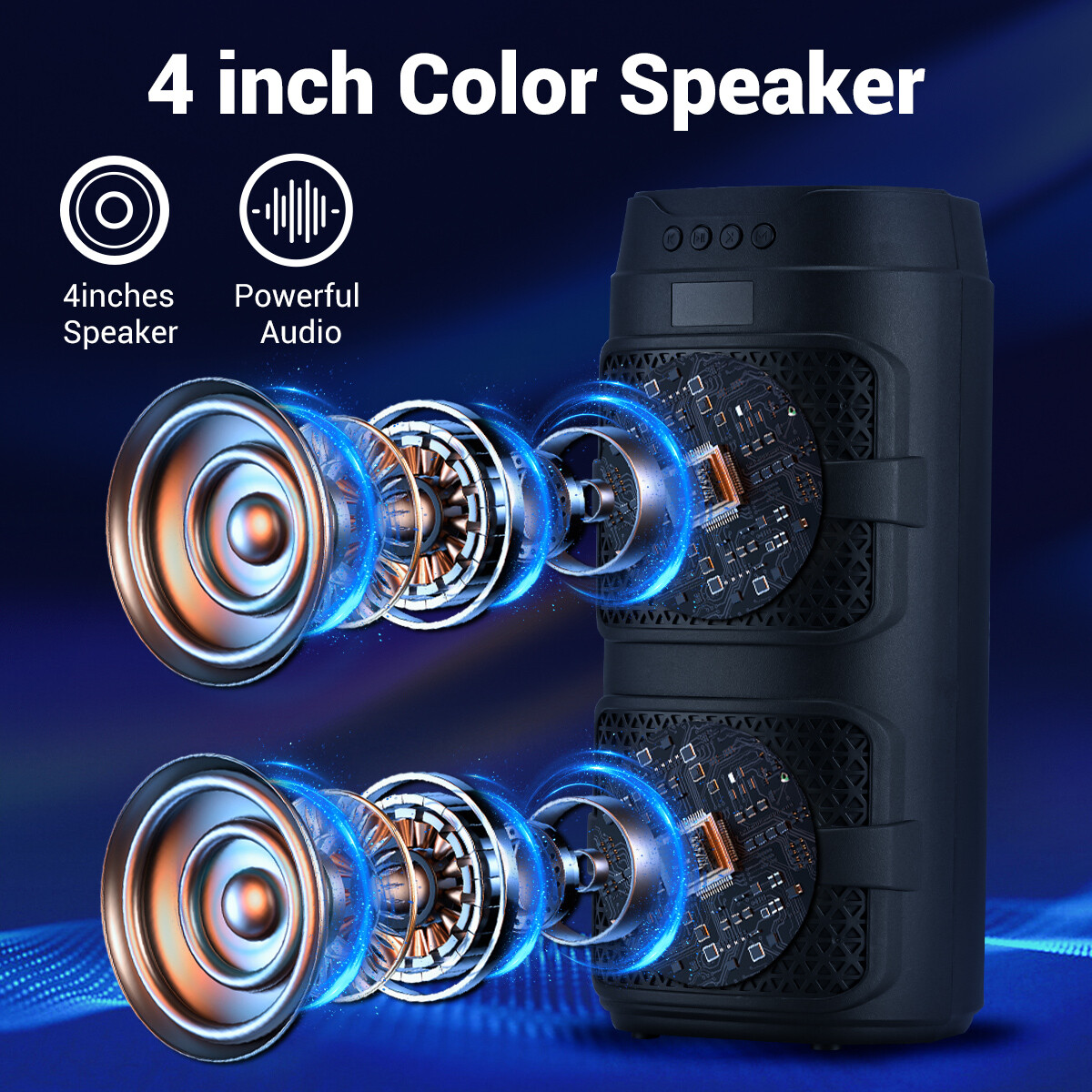 Dual 4" 3000W Portable Bass Heavy Bass Bluetooth Speakers Stereo Party TWS Sound