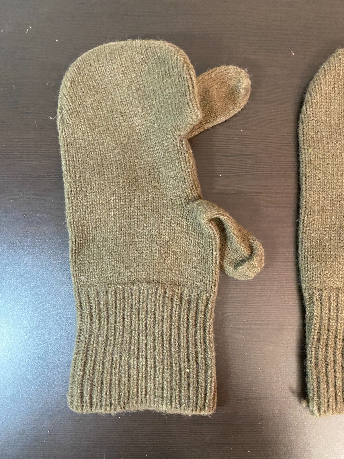 Vintage US Army Trigger Finger Mitten Inserts Size Large Wool / Nylon Unissued