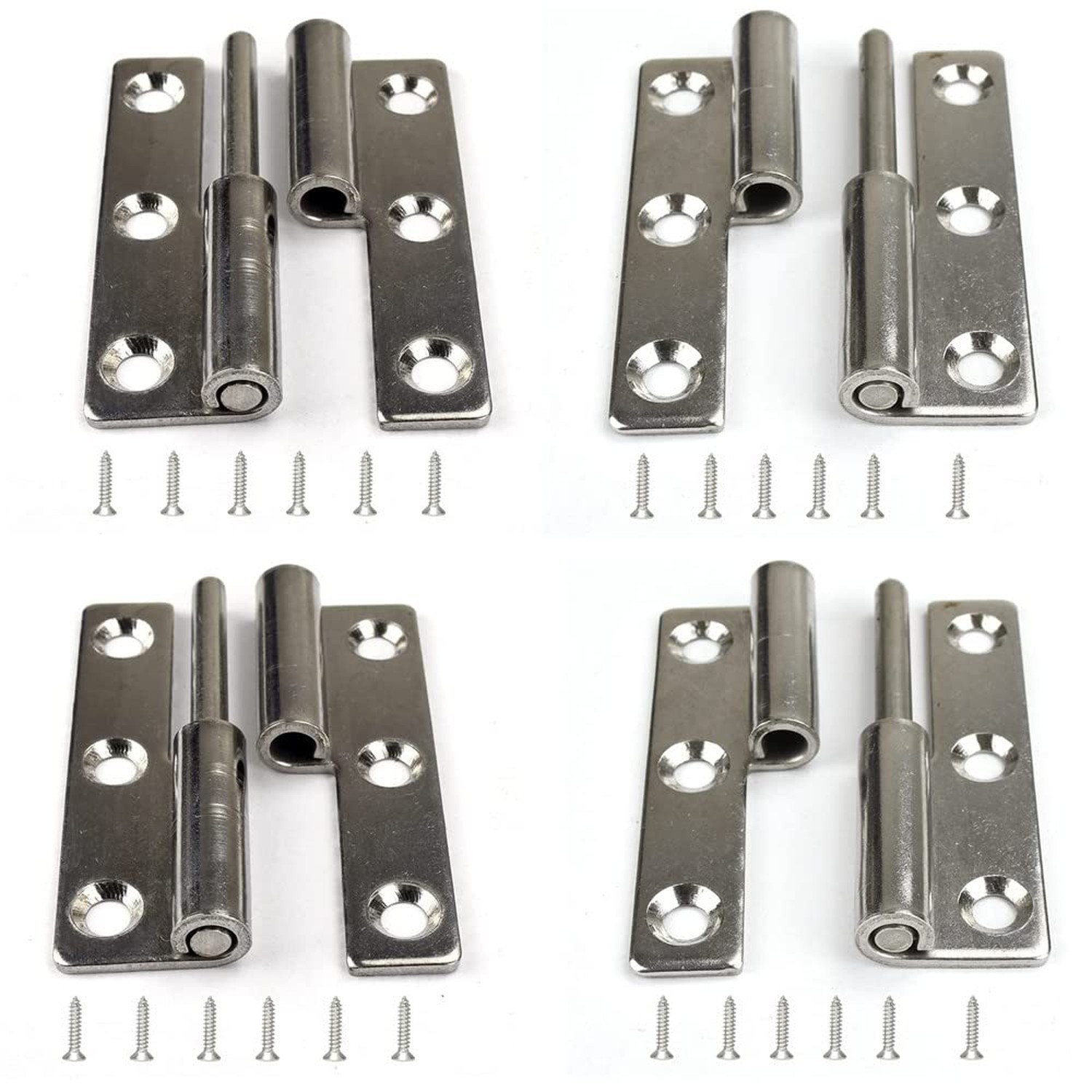 4pcs 3" Lift Off Hinges,Detachable Door Hinges,Small Slip Joint Stainless Fla...