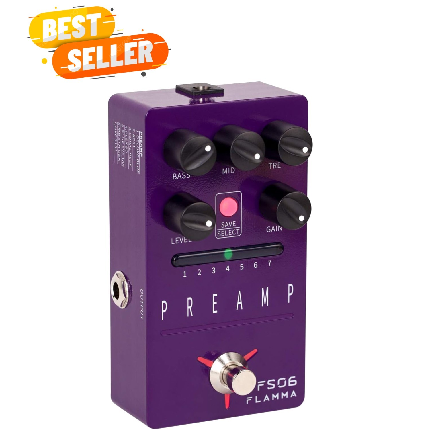 FS06 Digital Preamp Pedal Guitar Effects Pedal with Built-in Cabinet Simulati...