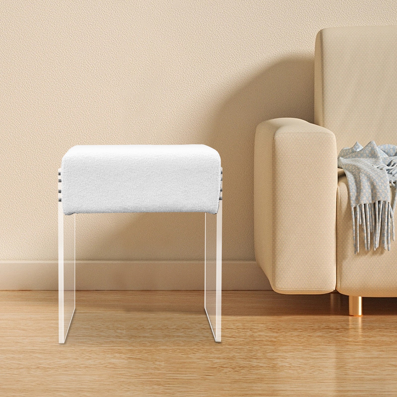 Modern Minimalist Acrylic Stool Chair Makeup Stool Chair with Cushion Modern
