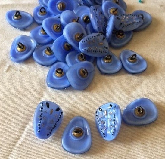 Vintage Czech Republic Glass Butterfly Shank Buttons - Four Colors