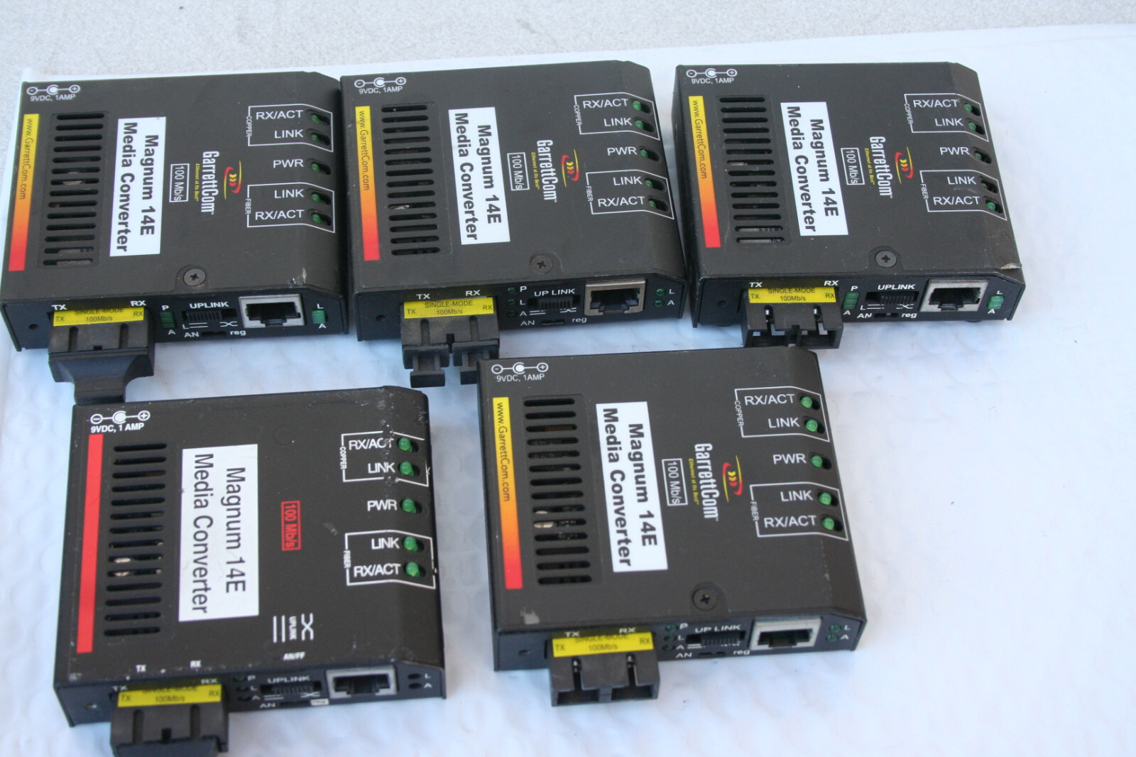 Lot of 5 GarrettCom Magnum 14E Media Converter