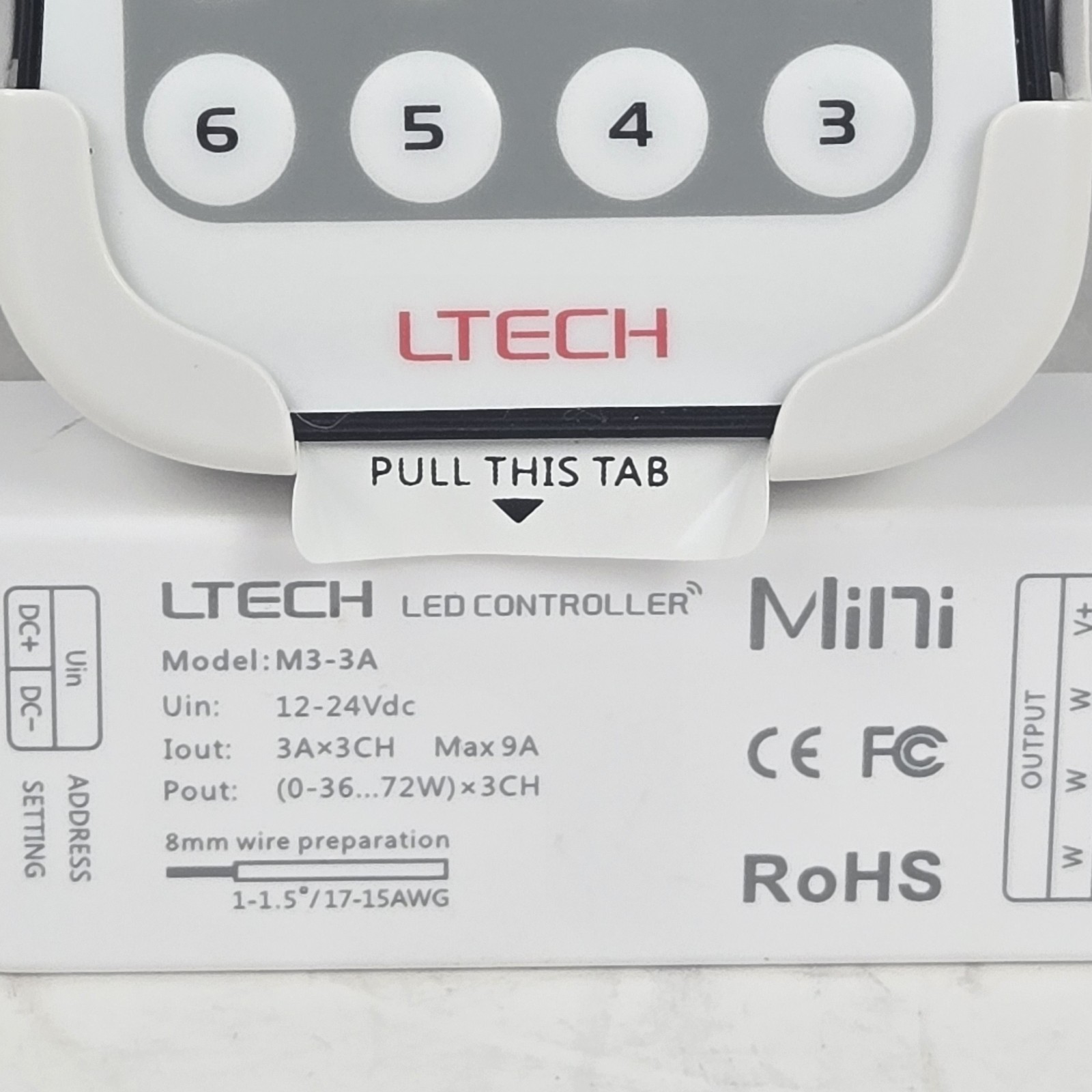 LTech M3-3A Mini Controller with RF Remote and Wall Mount - RGB NEW without box