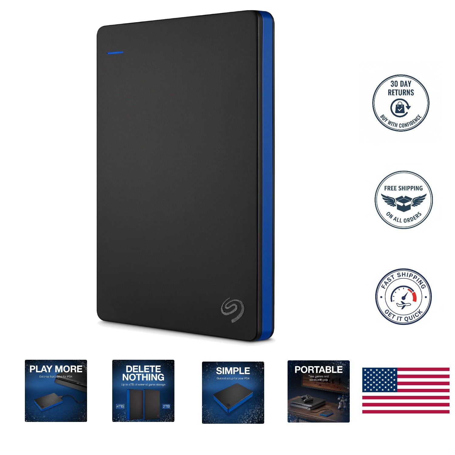 2TB External Hard Drive for PS4 - Fast USB 3.0, Perfect for Gaming Adventures