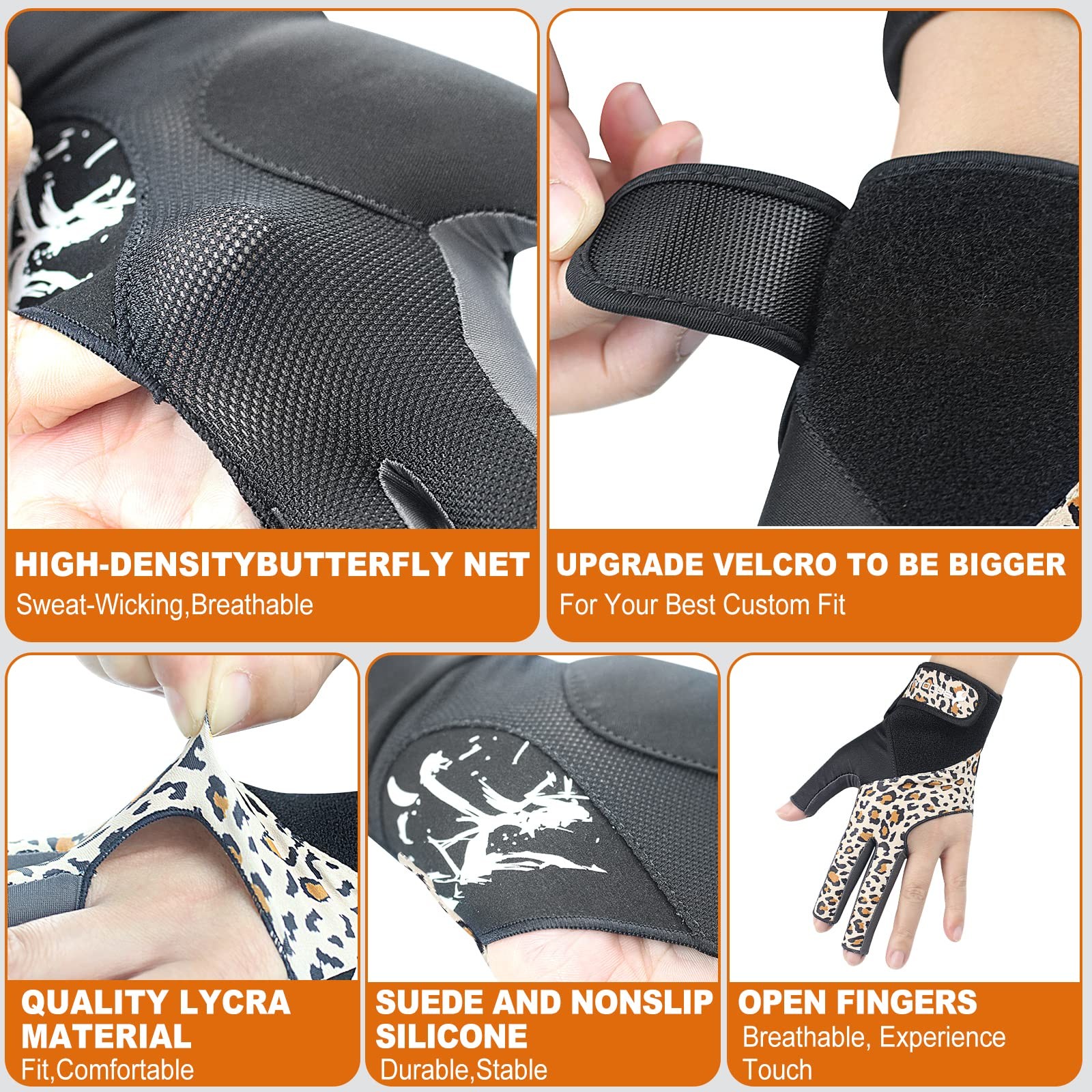 Billiard Pool Gloves for Left Hand 3 Finger, Splicing Process, Snooker Cue Sp...