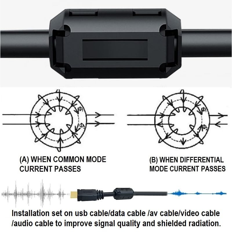 Clip-on Noise Filter,[10pcs 9.0mm] Anti-Interference High-Frequency Ferrite C...