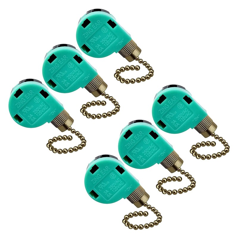 6 Pack Ceiling Fan Switch 3 Speed 4 Wire  ZE-268S6 Fan Pull Chain Switch8608