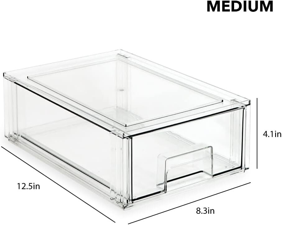 Isaac Jacobs Stackable Organizer Drawer Set (1 1 Medium, 1 Large, Clear