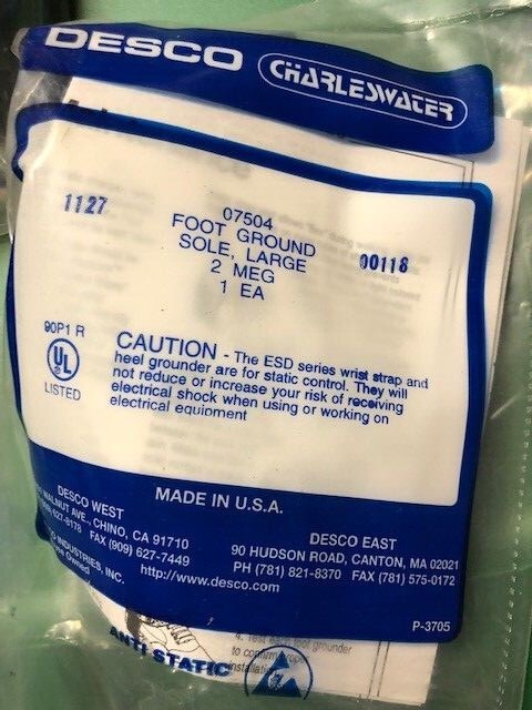 Bag of 10 07504 07503 DESCO Foot Ground Grounder Sole Large 2 MEG NEW Sealed