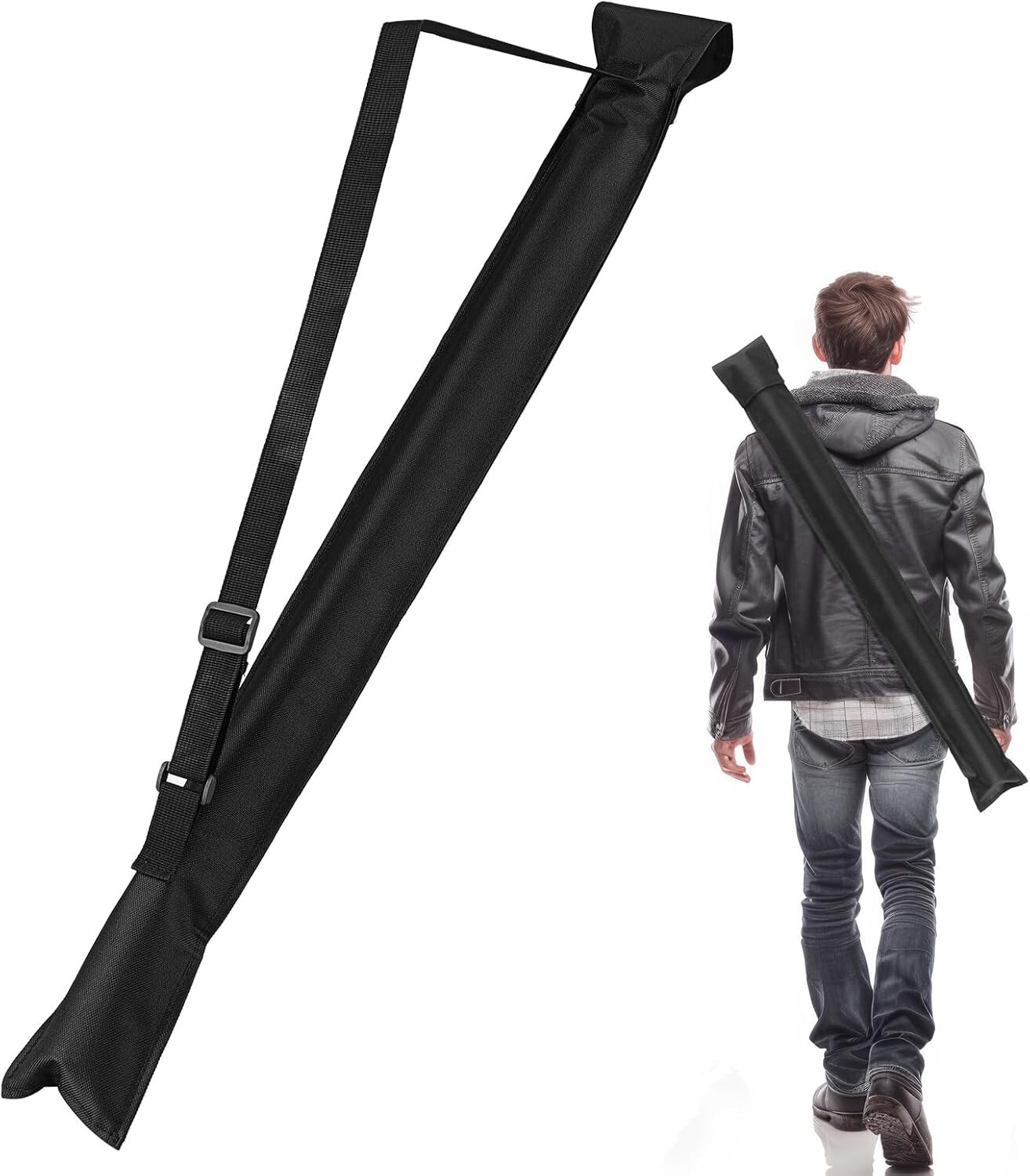 Black Pool Cue Case for 1/2 Billiard Cue Stick, 32 Inches