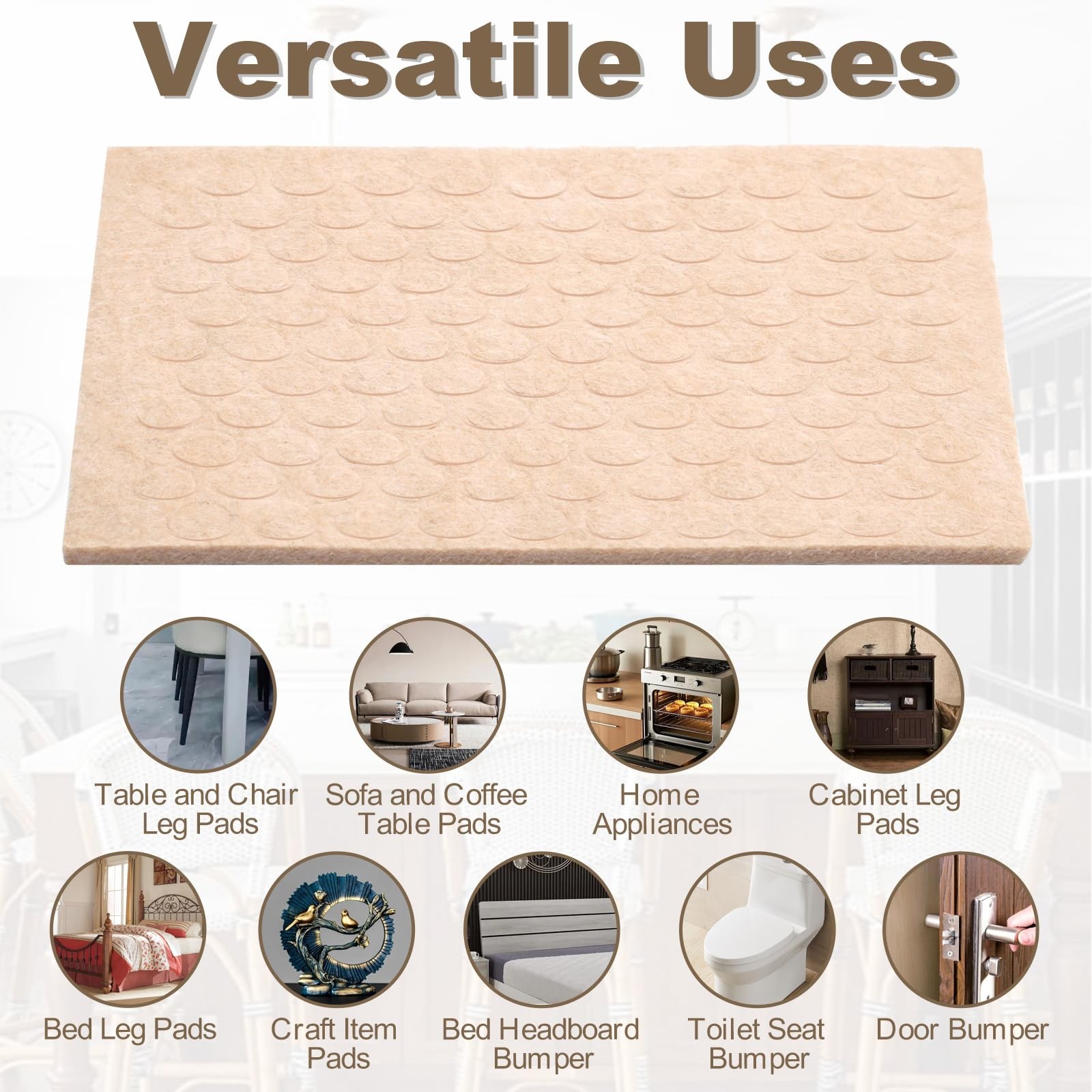 200 Pcs Small Wool Felt Pads, SelfAdhesive Furniture Pads 0.39 Inch Felt Cir...