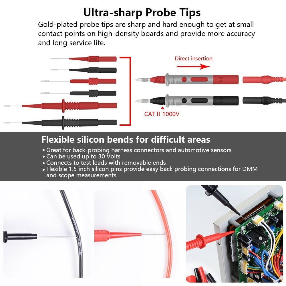 Multimeter Test Lead Kit - Essential Automotive Diagnostic Tools, Battery Tester