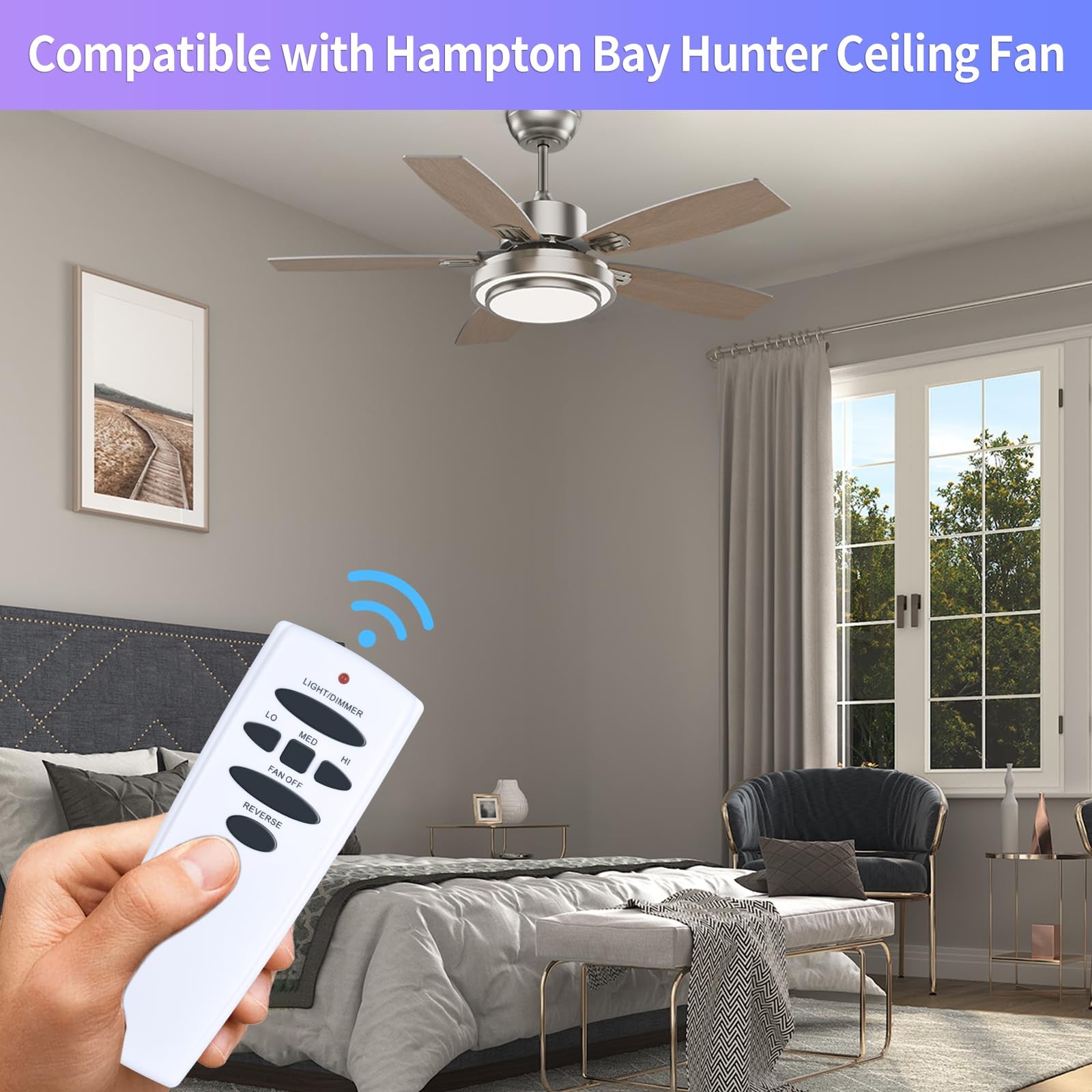 Ceiling Fan Remote Control Replacement for Hampton Bay Hunter，w/Reverse Light...