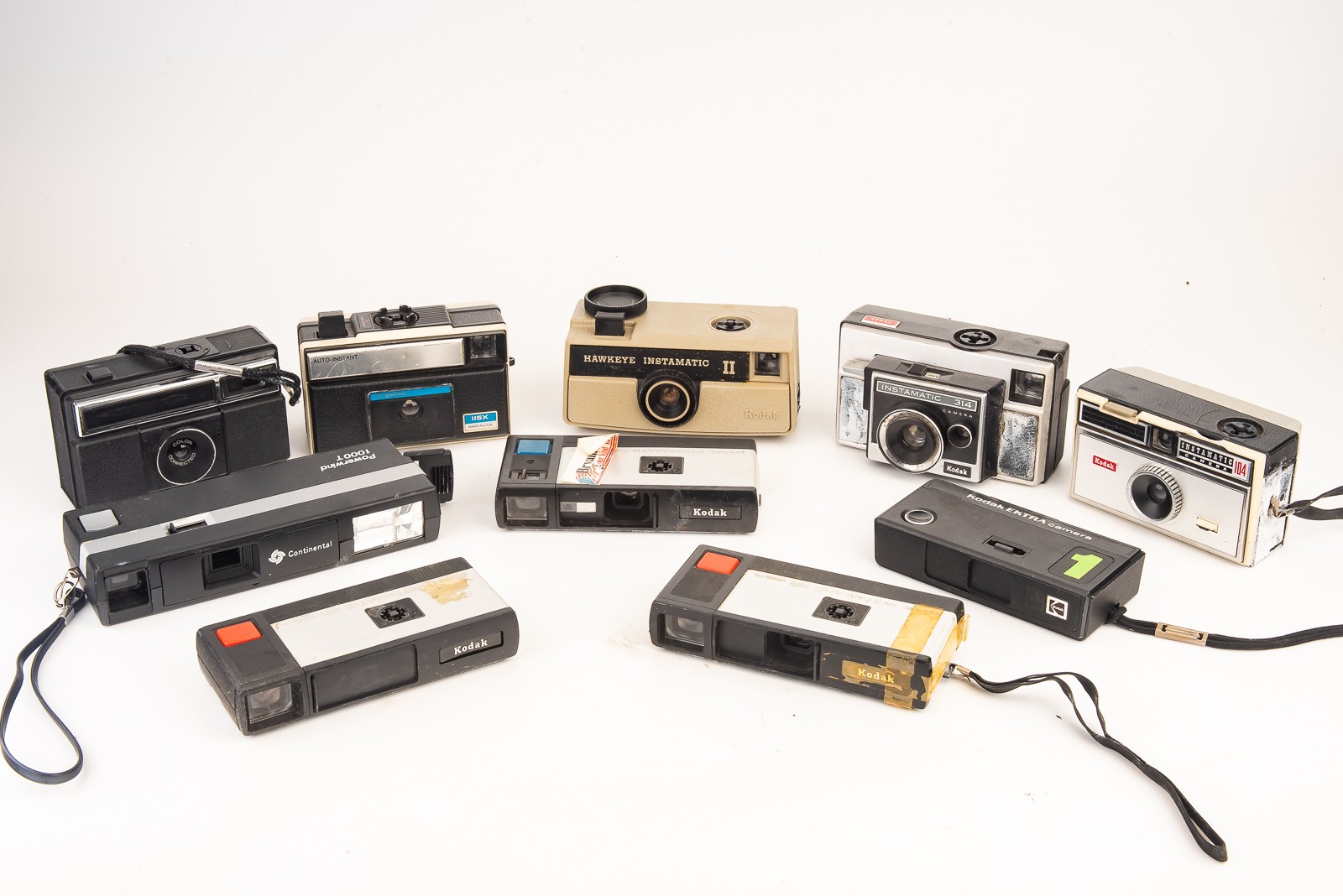 Lot of 10 Vintage Kodak Instamatic Film Cameras as-ias for Parts Repair V14