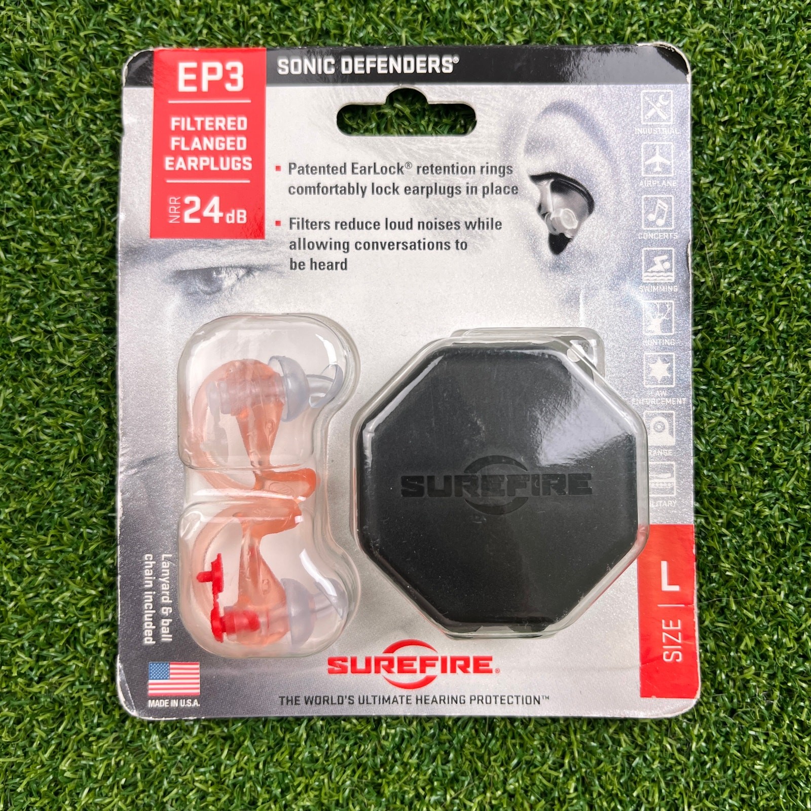 Surefire EP3 Sonic Defenders Filtered Earplug Clear Large New