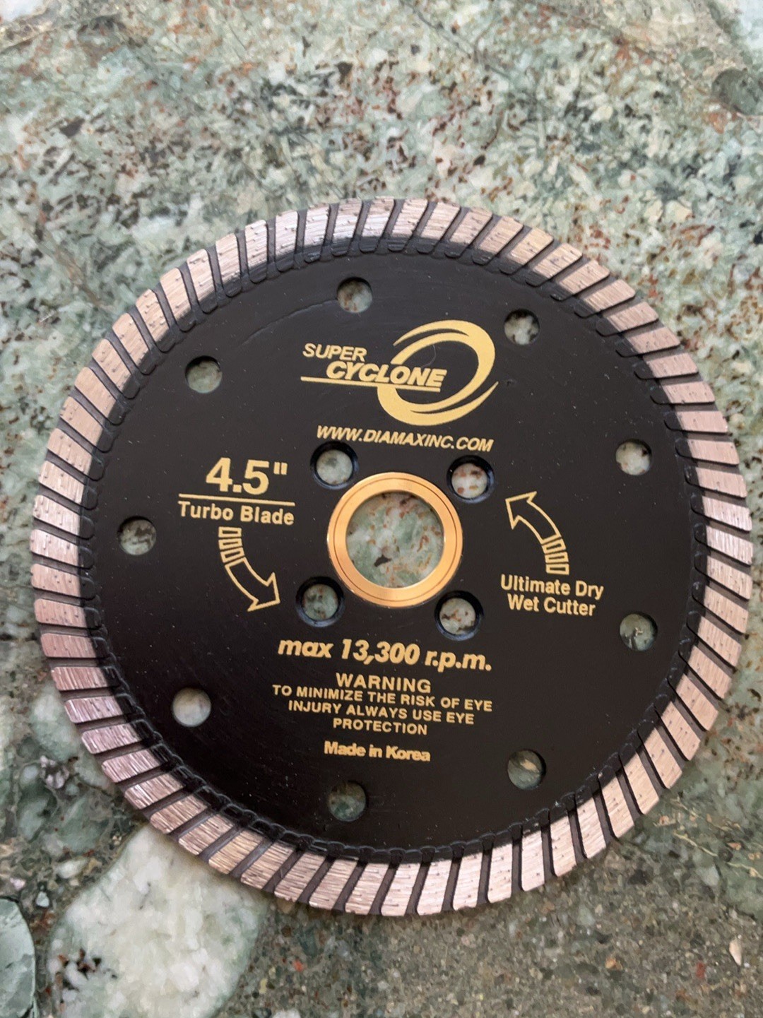 Super Cyclone 4.5” Turbo Dry/wet Blade For Granite, Quartzite, Engineered Stone