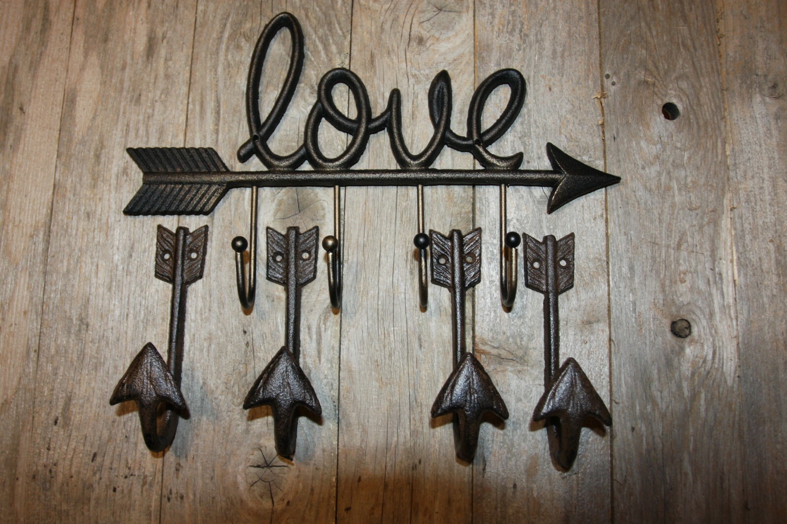 (5) Love Archery Bathroom Decor Cast Iron Towel Hooks Arrowhead set of 5 pcs