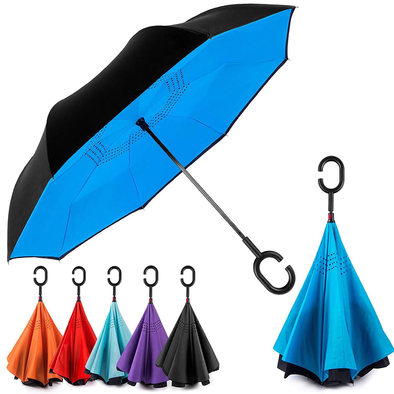 C-Handle Double Layer umbrella, Reverse Umbrella, umbrella, Flower umbrella