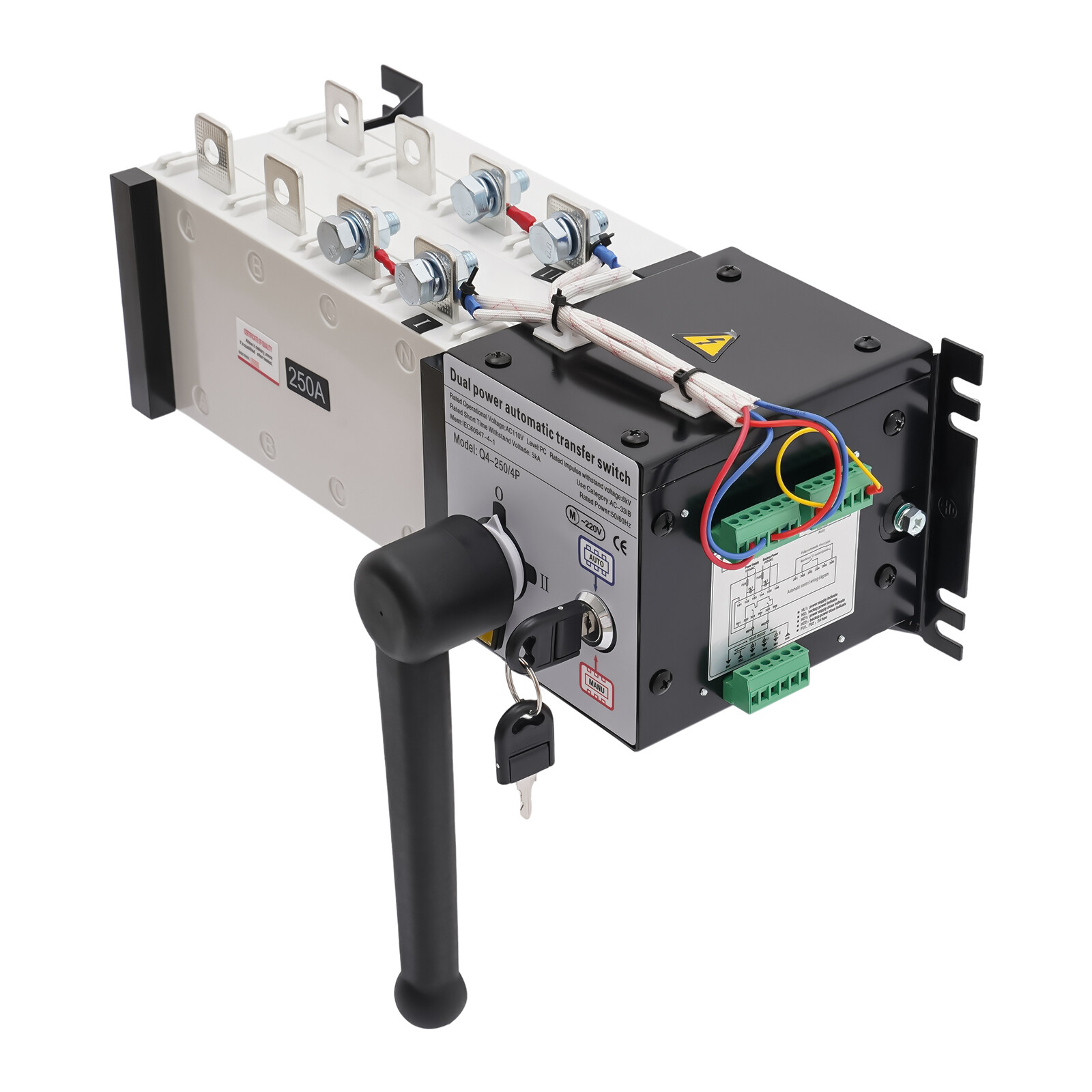 250A 400V GENERATOR AUTOMATIC TRANSFER SWITCH 4P 3-Phase Dual Power PC Level