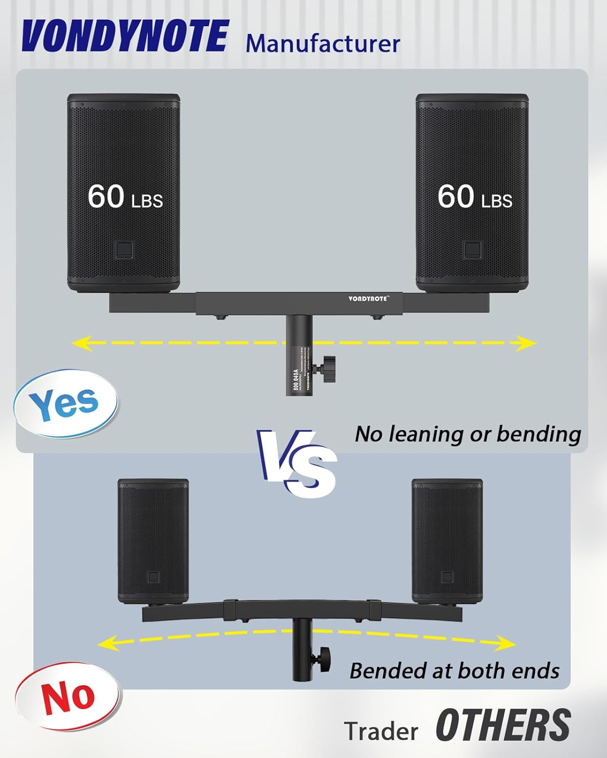 Set of 2 Dual Speaker Mount Bar Mounting Fork Bracket Speaker Pole Width Adjusta