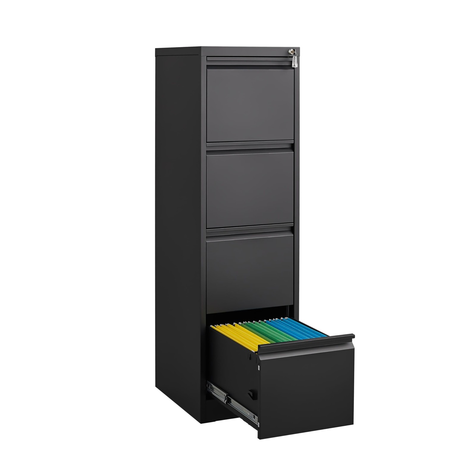 3/4-Drawer Vertical File Cabinet Metal Office Storage with Lock Letter Legal A4