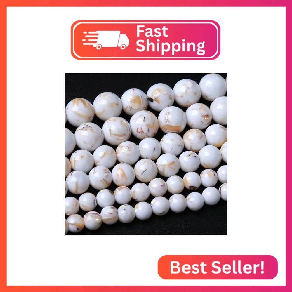 8MM White Shell Turquoises Round Loose Beads Natural Gem Beads Crystal Energy St