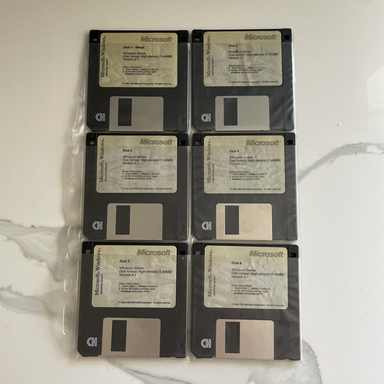 Microsoft Windows 3.1 Operating System 3.5" Floppy Disk Set English