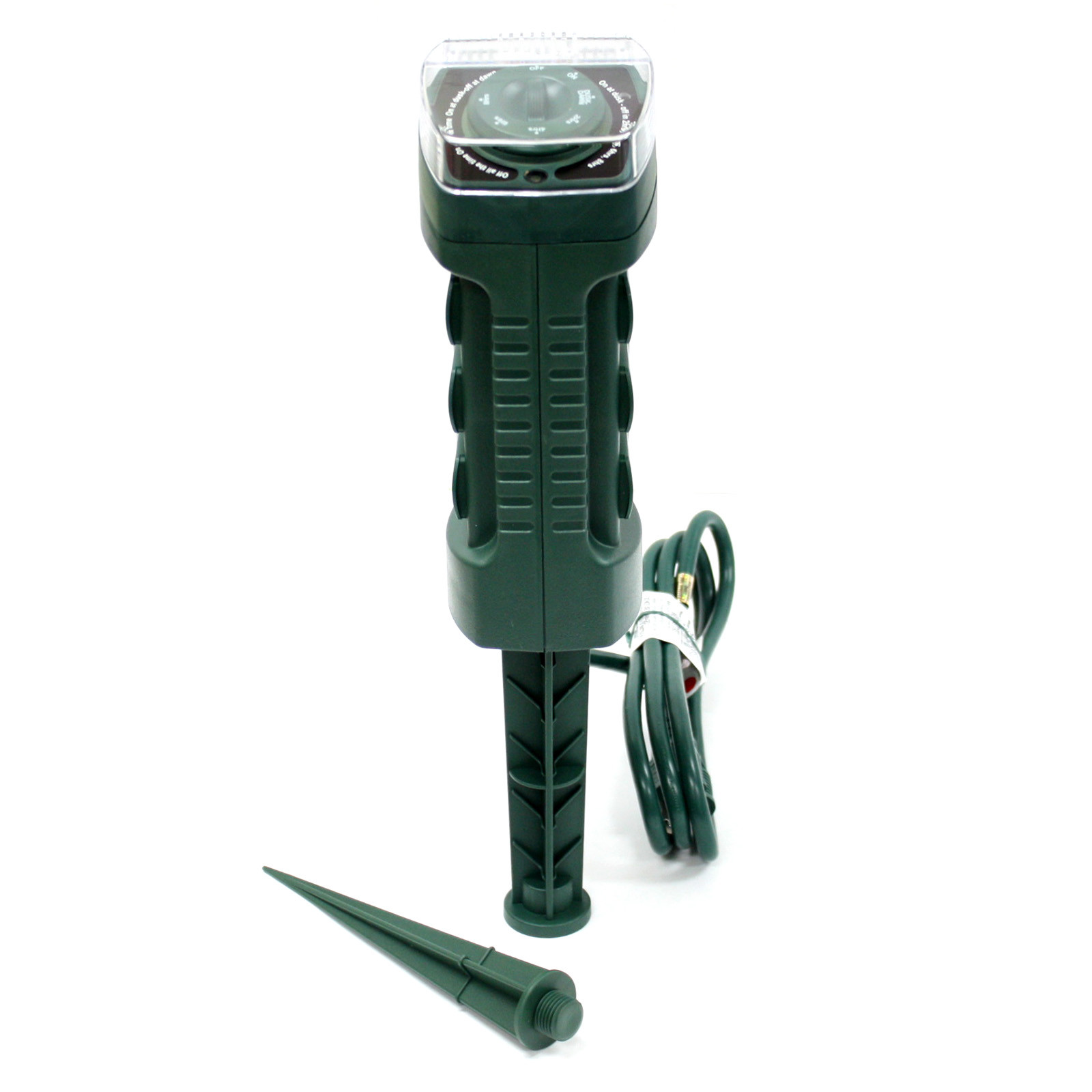 6 Outlet UL LISTED Outdoor Yard Grounded Power Stake Timer DawnDust Light Sensor