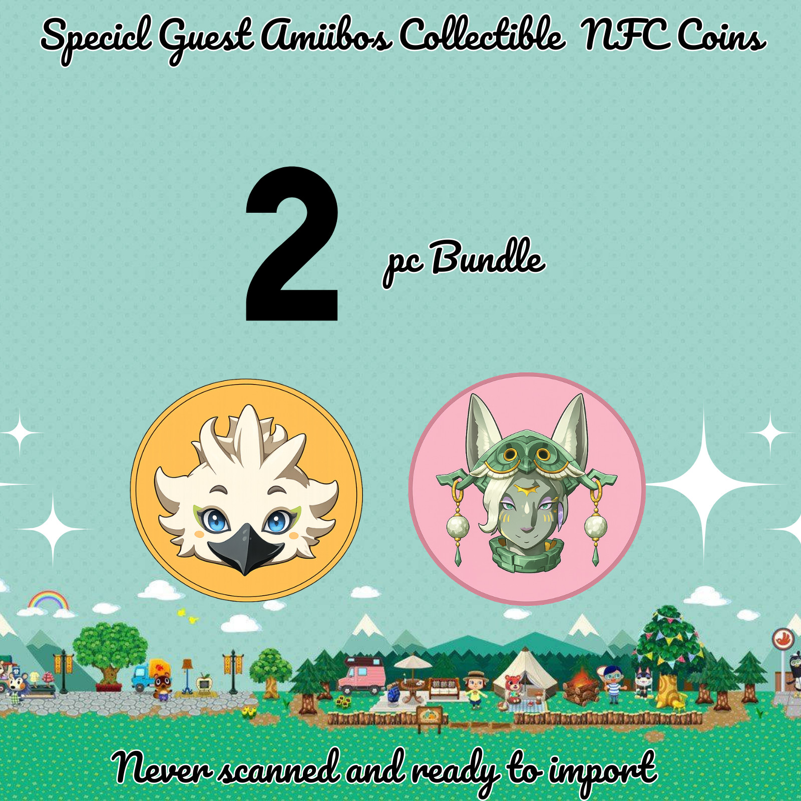 Animal Crossing Crossover amiibo Set of 2 Mineru & Tulin Villagers
