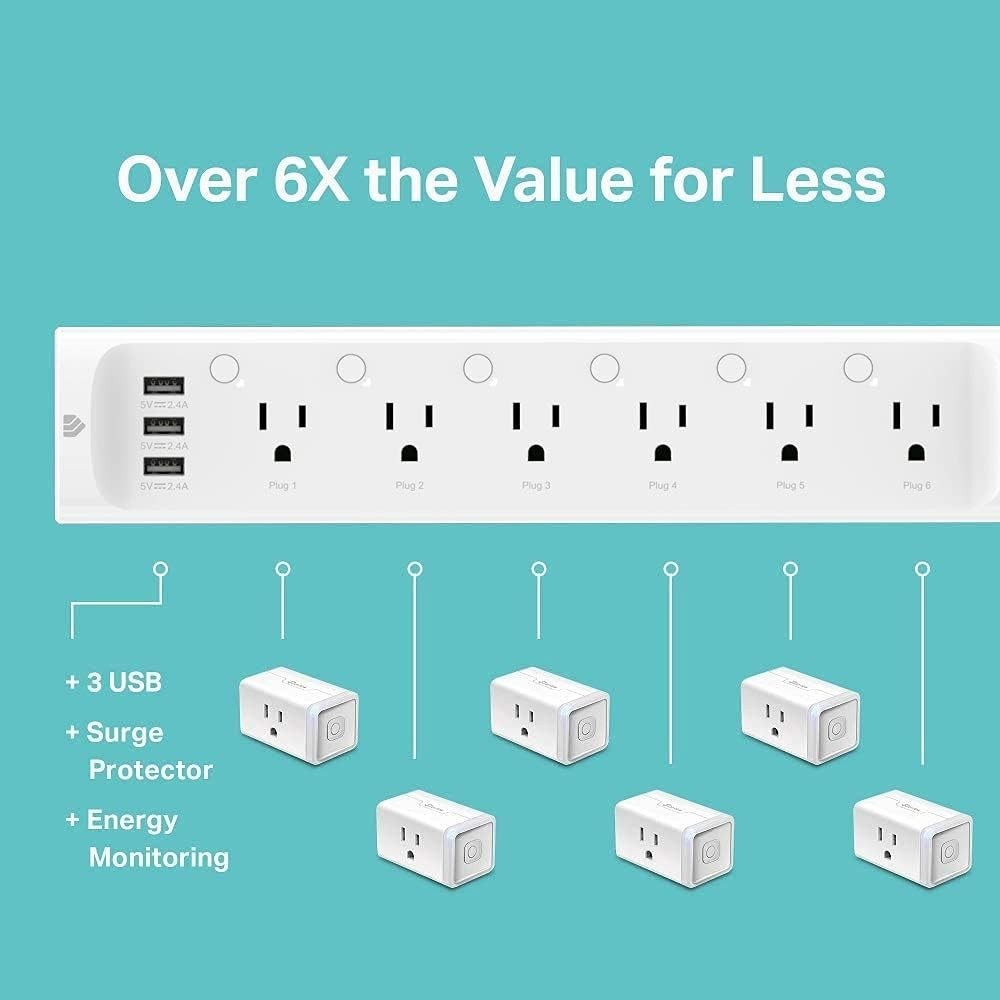 Plug Power Strip , Surge Protector with 6 Individually Controlled Smart Outle...