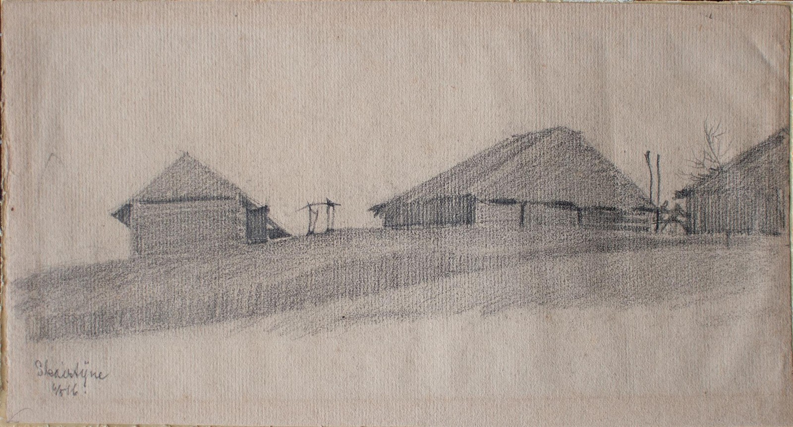 Albert Leusch Skaystune View Unique Pencil Drawing 1916