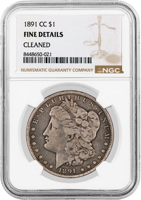 1891 CC Carson City $1 Morgan Silver Dollar NGC Fine Details Cleaned Key Date