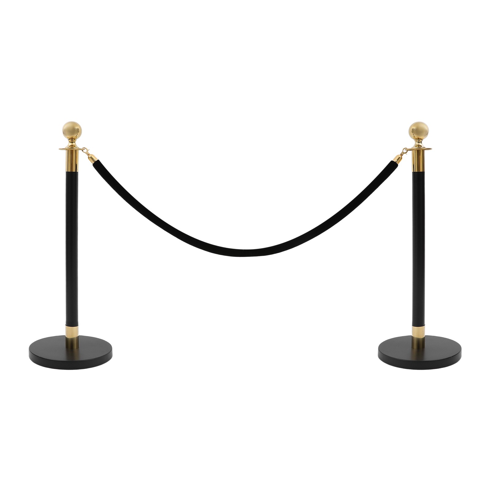 6x Gold+Black Stanchion Posts Queue Pole with 3 1.5M Ropes Crowd Control Barrier