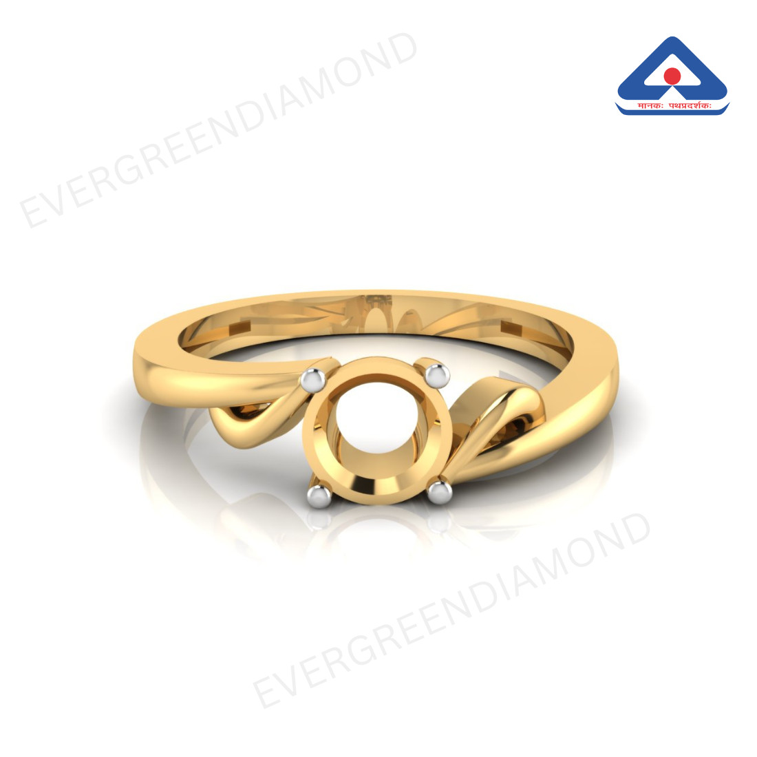 Real 14K Yellow Gold Ring Setting Solitaire Semi Mount Diamond Engagement 4.80mm