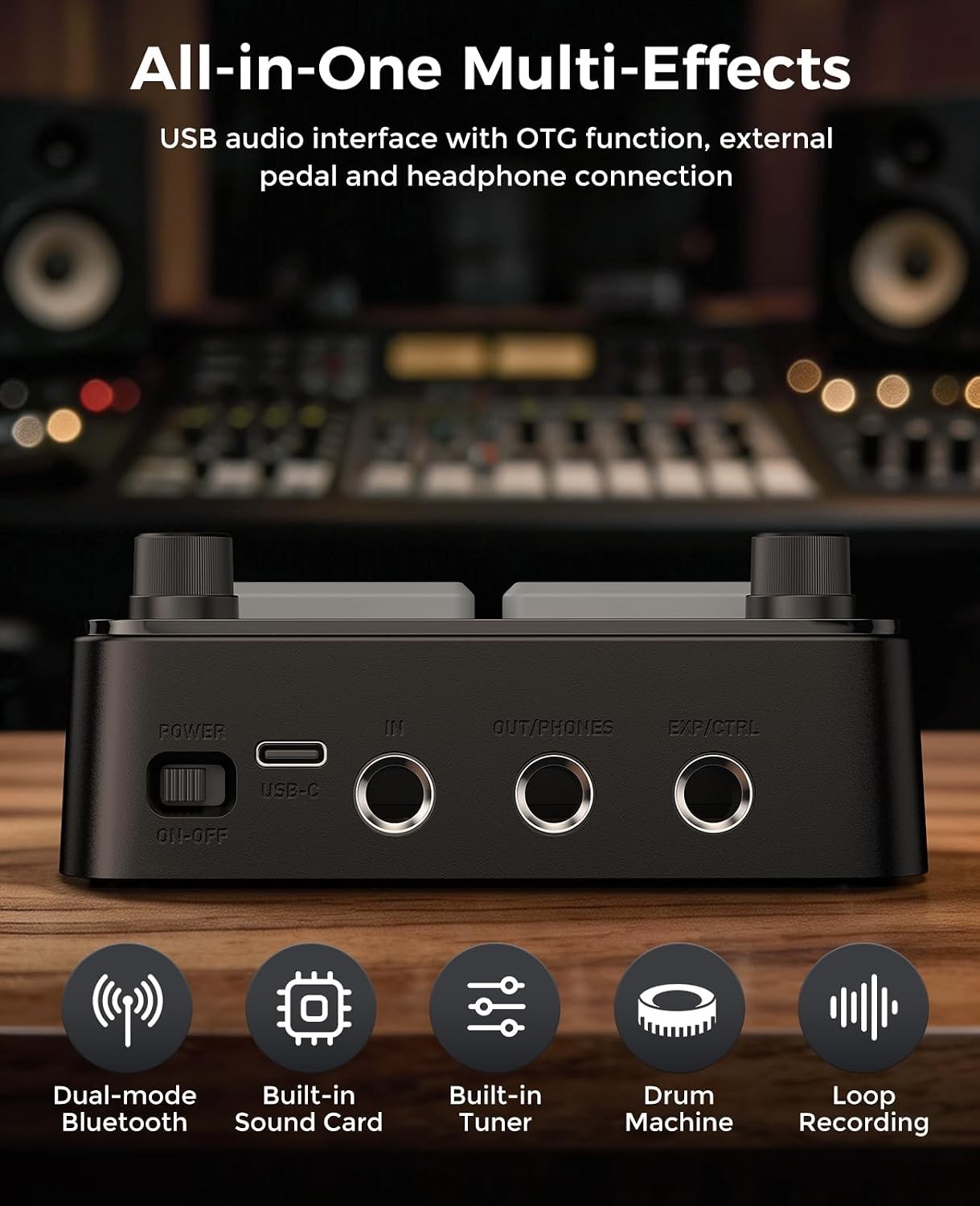 Pocket Guitar Multi Effects Pedal, with 125 Effects, 99 Presets, 30 Amp Modeling