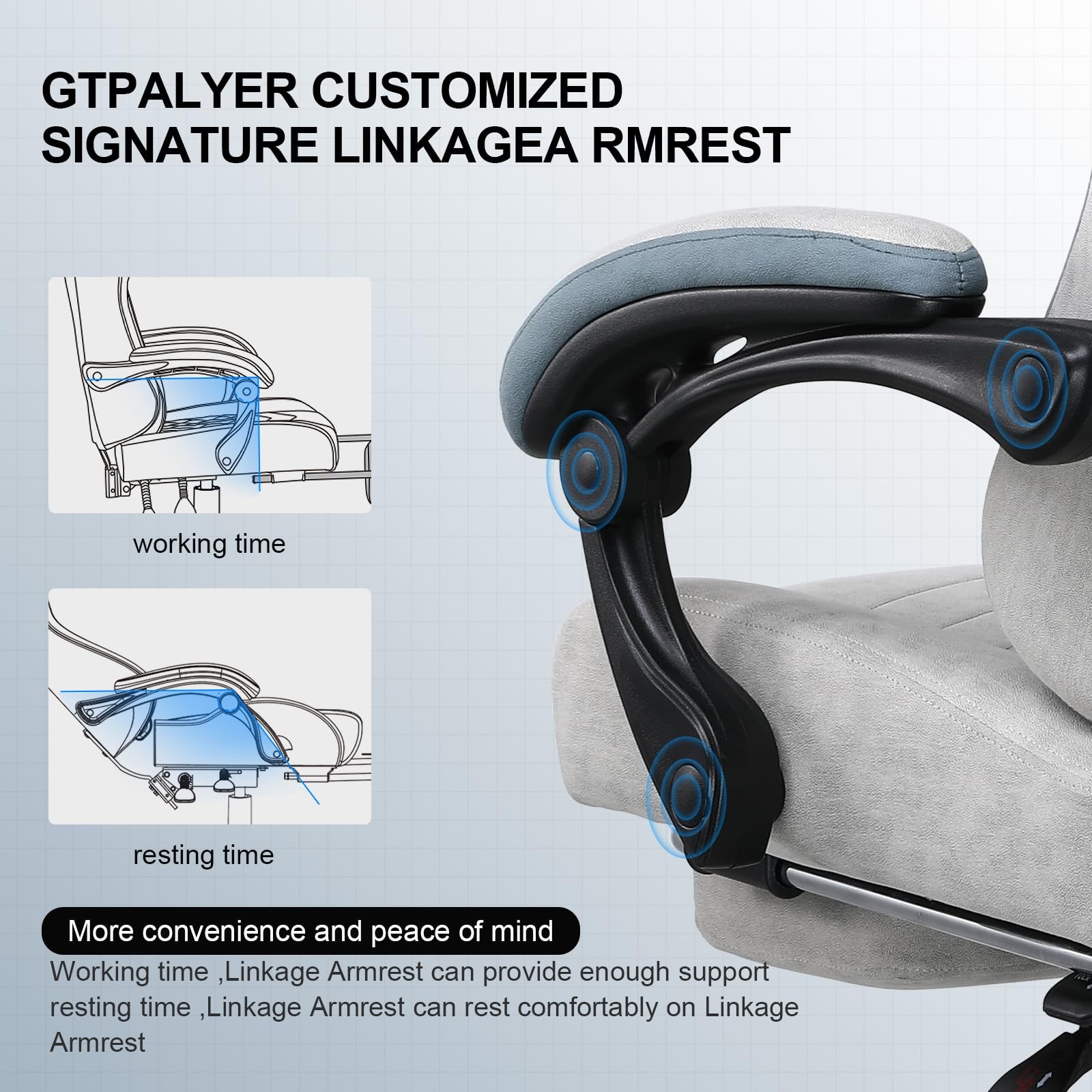Gaming Chair, Computer Office Chair with Pocket Spring Cushion, Linkage Armre...