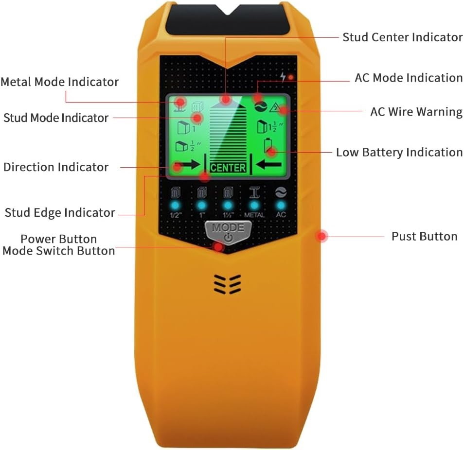 Stud Finder Wall Scanner, 5 in 1 Stud Detector with HD LCD Display for Center...