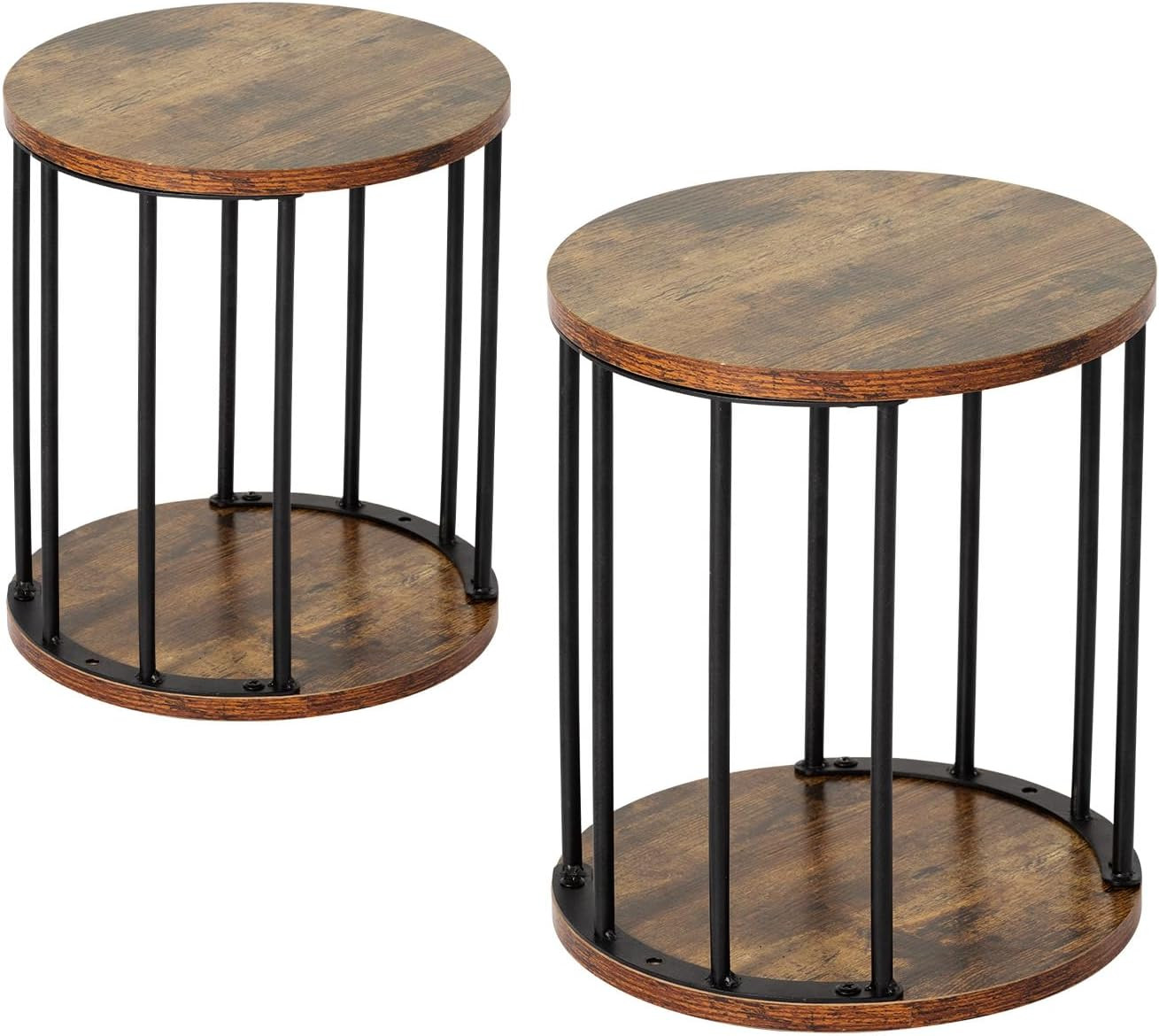 2 Pack Wooden Stool Kids Adults 300Lbs Load Capacity Garden Round Wood Non-Slip