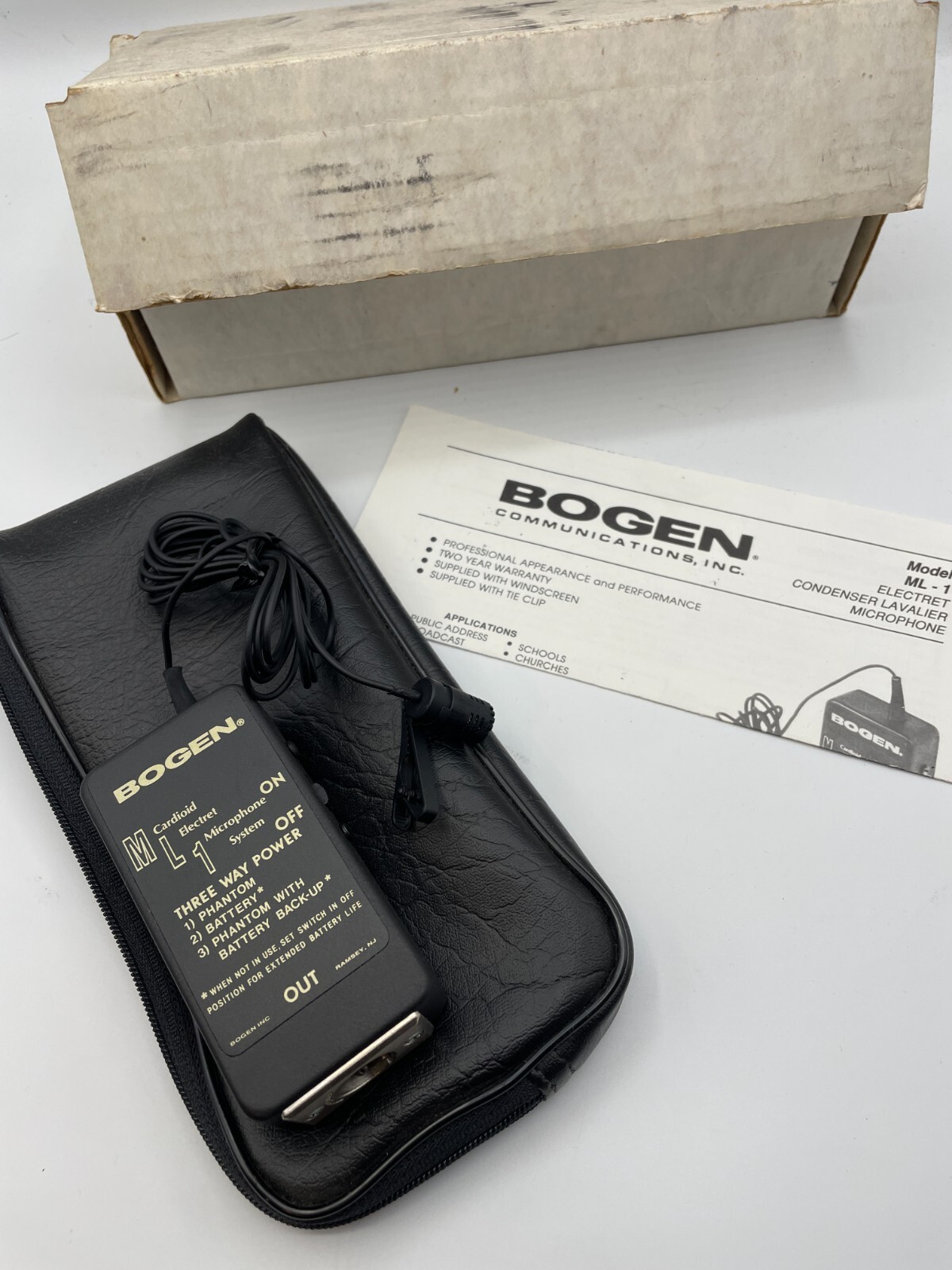 Bogen ML-1 Lavalier Microphone | Condenser Lo-Z | Power Pack
