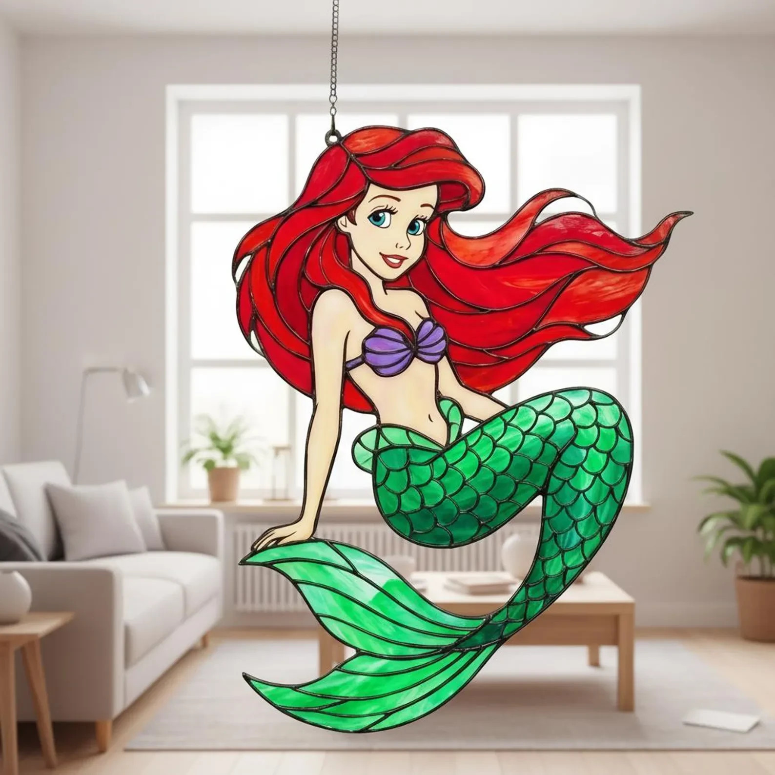 Personalized Ariel Little Mermaid Window Acrylic Suncatcher, Gift for Decor