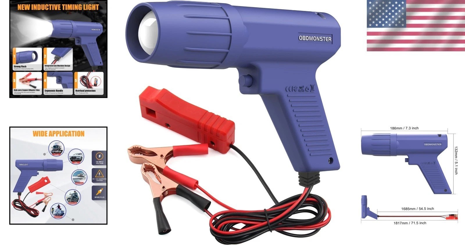 Pro 12V Ignition Timing Light - Brightness Adjustable Strobe Lamp for Precision