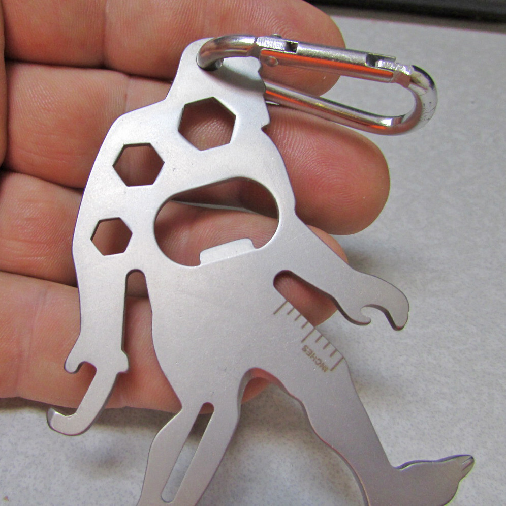 Bigfoot Multi-tool Tool, Sasquatch Key ring Pocket Sized Multi tool 8 tools in 1