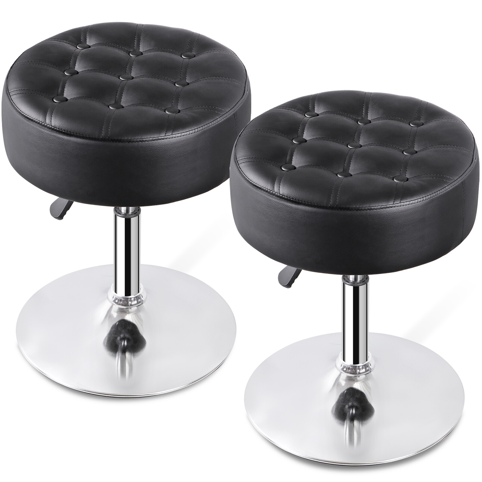 2PCS 360° Swivel Vanity Bar Stool Makeup Stool Adjustable Height Bar Stool Black