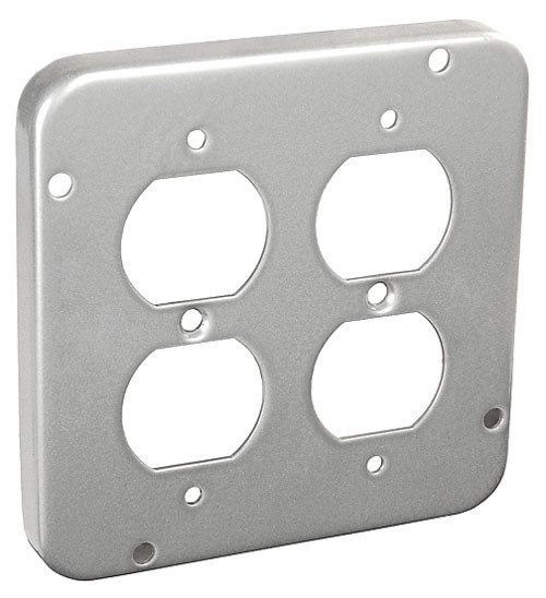 (5) *NEW* 4-11/16" Square Electrical Box Cover 1/2" Raised 2 Duplex Receptacles