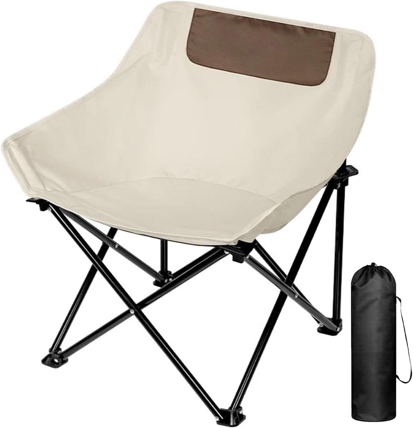 Ultralight Folding Camping Chair - 450 lbs Capacity, Compact Off-White Design