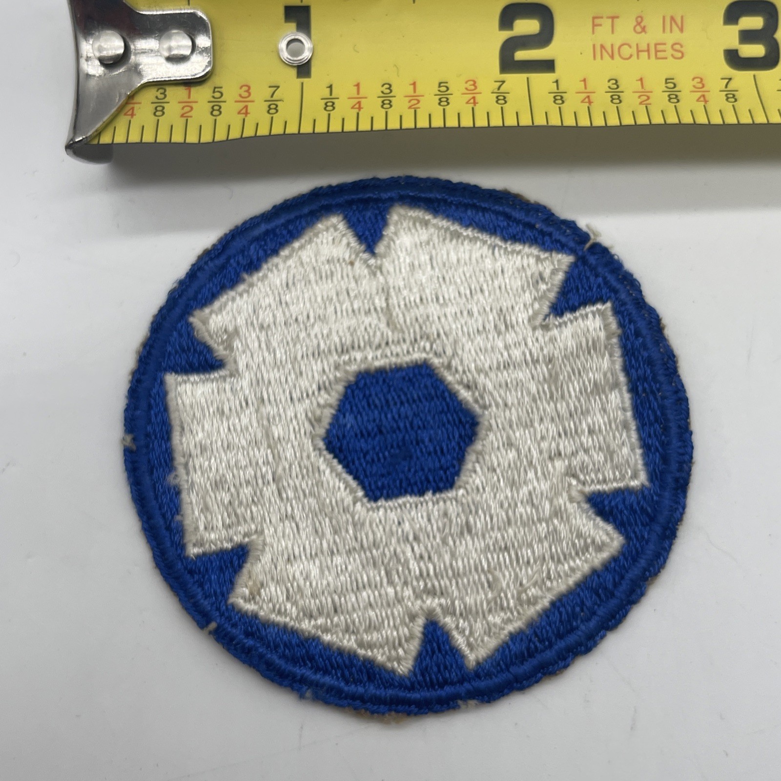 U.S. Military 6th Service Command Patch Insignia ~2” Round Blue White Cut